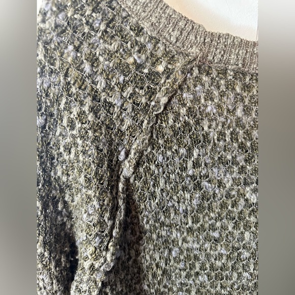 Free People Olive Green Jeepster Honeycomb Wool Sweater Women’s Size Medium - Picture 7 of 12